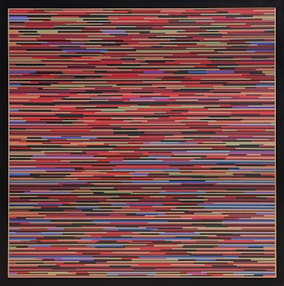 "VM 9" Contemporary Visual Music Compositions in Black Multi-Colored Line System Digital Abstract Painting 2006