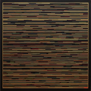 "VM 1" Contemporary Visual Music Compositions in Black Multi-Colored Line System Digital Abstract Painting 2006