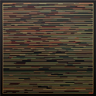 "VM 3" Contemporary Visual Music Compositions in Black Multi-Colored Line System Digital Abstract Painting 2006