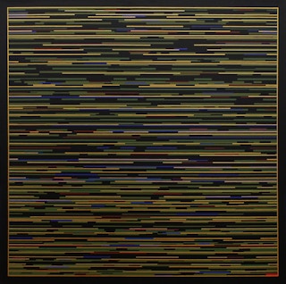 "VM 4" Contemporary Visual Music Compositions in Black Multi-Colored Line System Digital Abstract Painting 2006