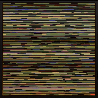 "VM 5" Contemporary Visual Music Compositions in Black Multi-Colored Line System Digital Abstract Painting 2006