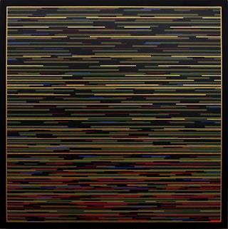 "VM 6" Contemporary Visual Music Compositions in Black Multi-Colored Line System Digital Abstract Painting 2006