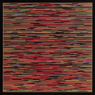 "VM 7" Contemporary Visual Music Compositions in Black Multi-Colored Line System Digital Abstract Painting 2006