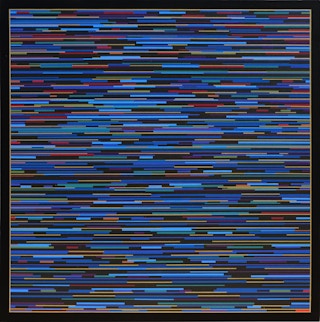 "VM 10" Contemporary Visual Music Compositions in Black Multi-Colored Line System Digital Abstract Painting 2006
