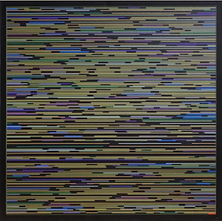 "VM 3" Contemporary Visual Music Compositions in Black Multi-Colored Line System Digital Abstract Painting 2008