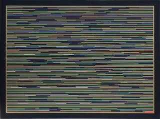 "VMP 3" Contemporary Visual Music Compositions in Black Multi-Colored Line System Digital Abstract Painting 2005