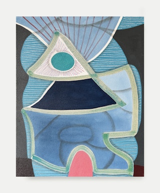 “Untitled (CVS271)” Contemporary Blue, Teal, & Pink Geometric Abstract Painting 2024