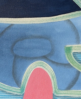 “Untitled (CVS271)” Contemporary Blue, Teal, & Pink Geometric Abstract Painting 2024