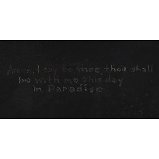 "Head of Christ" Large Black Figurative Enamel Painting of Jesus Christ's Face 1955