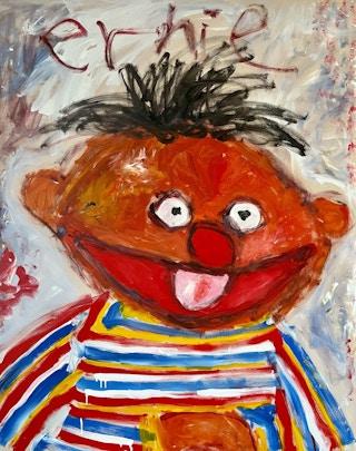"Ernie" Contemporary Abstract Pop Art Figure Painting of Sesame Street Character 2022