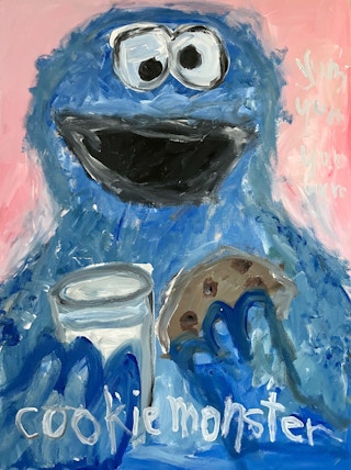 "Cookie Monster" Contemporary Abstract Pop Art Sesame Street Figure Painting 2022