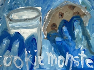 "Cookie Monster" Contemporary Abstract Pop Art Sesame Street Figure Painting 2022