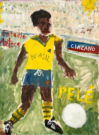 "Pelé" Contemporary Abstract Pop Art Figure Painting of Brazilian Soccer Player 2022