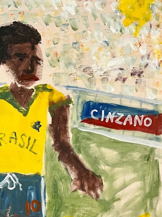 "Pelé" Contemporary Abstract Pop Art Figure Painting of Brazilian Soccer Player 2022