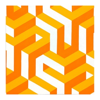 Contemporary Yellow, Orange, and White Tessellated Geometric Abstract Painting 2023