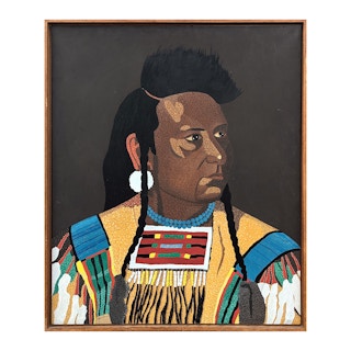 "Chief Joseph" Modern Pointillist Figurative Portrait of Native American Figure 1974