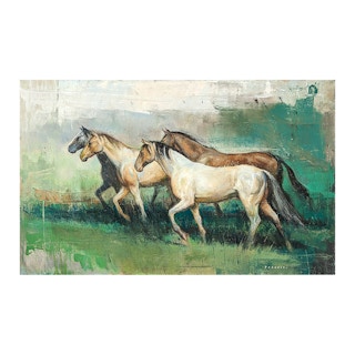 "Four Horses" Contemporary Naturalistic Equestrian Animal Painting of Horses 2022