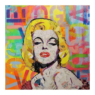 Colorful Vogue Marilyn Monroe Mixed Media Contemporary Collage