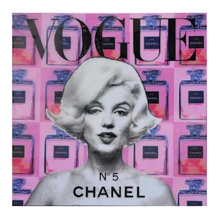 "Pink Vogue - Marilyn Monroe" Colorful Contemporary Mixed Media Portrait Collage 2021