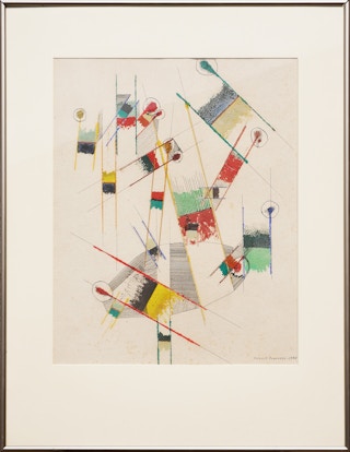 "Trapeze Performance" Colorful Wassily Kandinsky Style Abstract Painting 1940