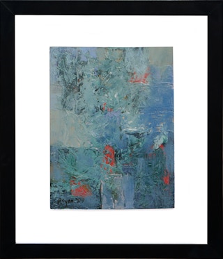 "Still Life" Blue, White, and Red Abstract Geometric Still Life Painting 1999