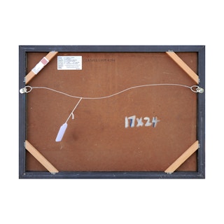 "Untitled 2" Red, Blue, Pink, and Black Abstract Modernist Geometric Painting c. 1959