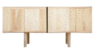Black and Natural Custom Contemporary Sideboard with Wood Inlay