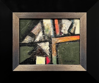 "Abstract With Glitter" Modern Abstract Earth-Toned Geometric Painting 2009