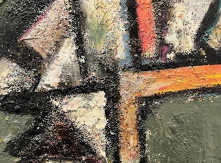 "Abstract With Glitter" Modern Abstract Earth-Toned Geometric Painting 2009