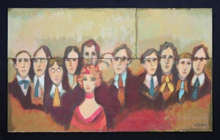 "Don't Mess With Tess #2" Red and Green Abstract Portrait Painting 2012