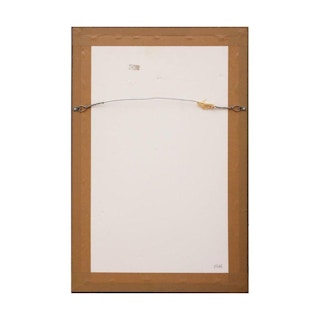 "Lady with Orange Short Hair and Red Sleeves" Abstract Figurative Painting 20th Century