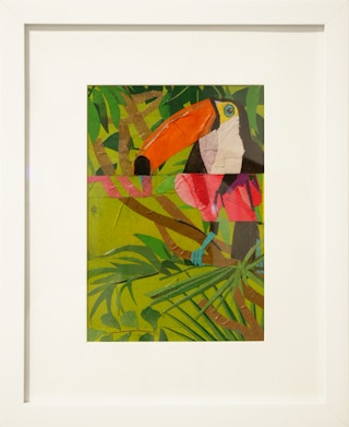 "Toucannn!" Contemporary Tropical Jungle Mixed Media Abstract Bird Collage 2022