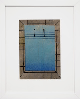 "Deep End" Contemporary Abstract Mixed Media Swimming Pool Landscape Collage 2022