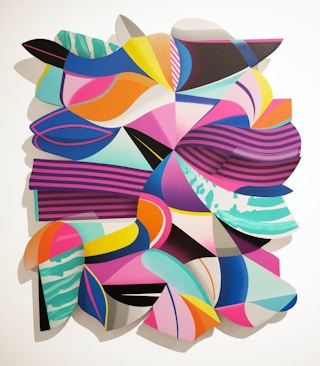 "Wipeout" Contemporary Tropical Jungle Foliage Abstract Shape Painting