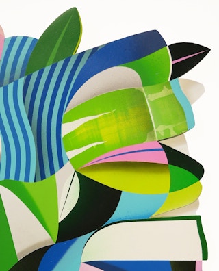 "Kite in the Trees" Contemporary Tropical Jungle Foliage Abstract Shape Painting