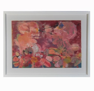 Breyten Breytenbach- "Immaculate Perception" Two Abstract Skulls on a Red Field 1963