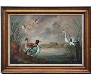 Gonzales Mata Naturalistic Bird Painting with Landscape