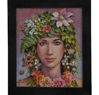 Henry David Potwin "Flower Girl" Naturalistic Contemporary Portrait of a Girl, 2012