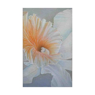 Vertical Neutral and Orange Toned Modern Abstract Flower Close Up 1970s