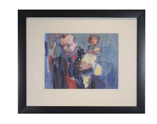 Luis Eades - Man with Child - Figurative Abstract 1957