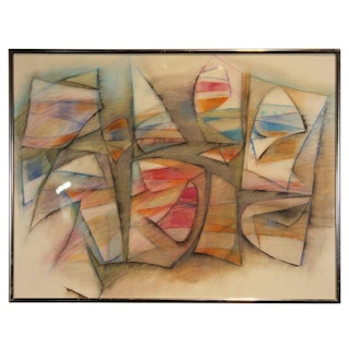 Untitled Grey, Blue and Red Abstract 1979