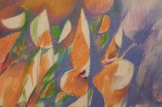 Untitled Whimsical Orange and Blue Abstract 1991