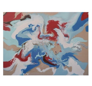 Contemporary Blue and Tan Acrylic Pour Painting, 2019