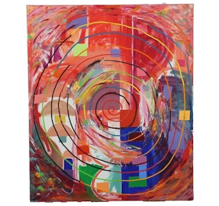 Geometric Abstract Spiral Painting 1980