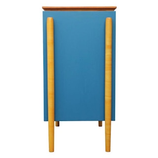 Tan Ceramic Dish with Blue and Red 1987