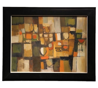 "Shapes of the City" Neural Tonal Cubist Abstract Landscape Painting 1962