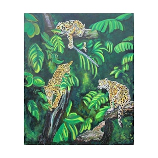 Large Scale Tropical Colorful Leopard Jungle Nature Landscape Oil Painting 2020