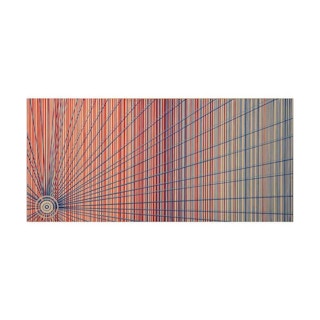 "Number Eleven" Red, White, and Blue Linear Abstract Contemporary Painting 2020