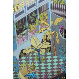 Custom Pair of Louis XVI French Armchairs in Tropical Geometric Miami Upholstery