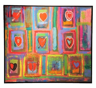 "Love Cycle" Abstract Expressionist Hearts Painting, 2015